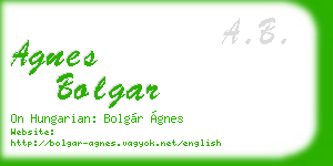 agnes bolgar business card